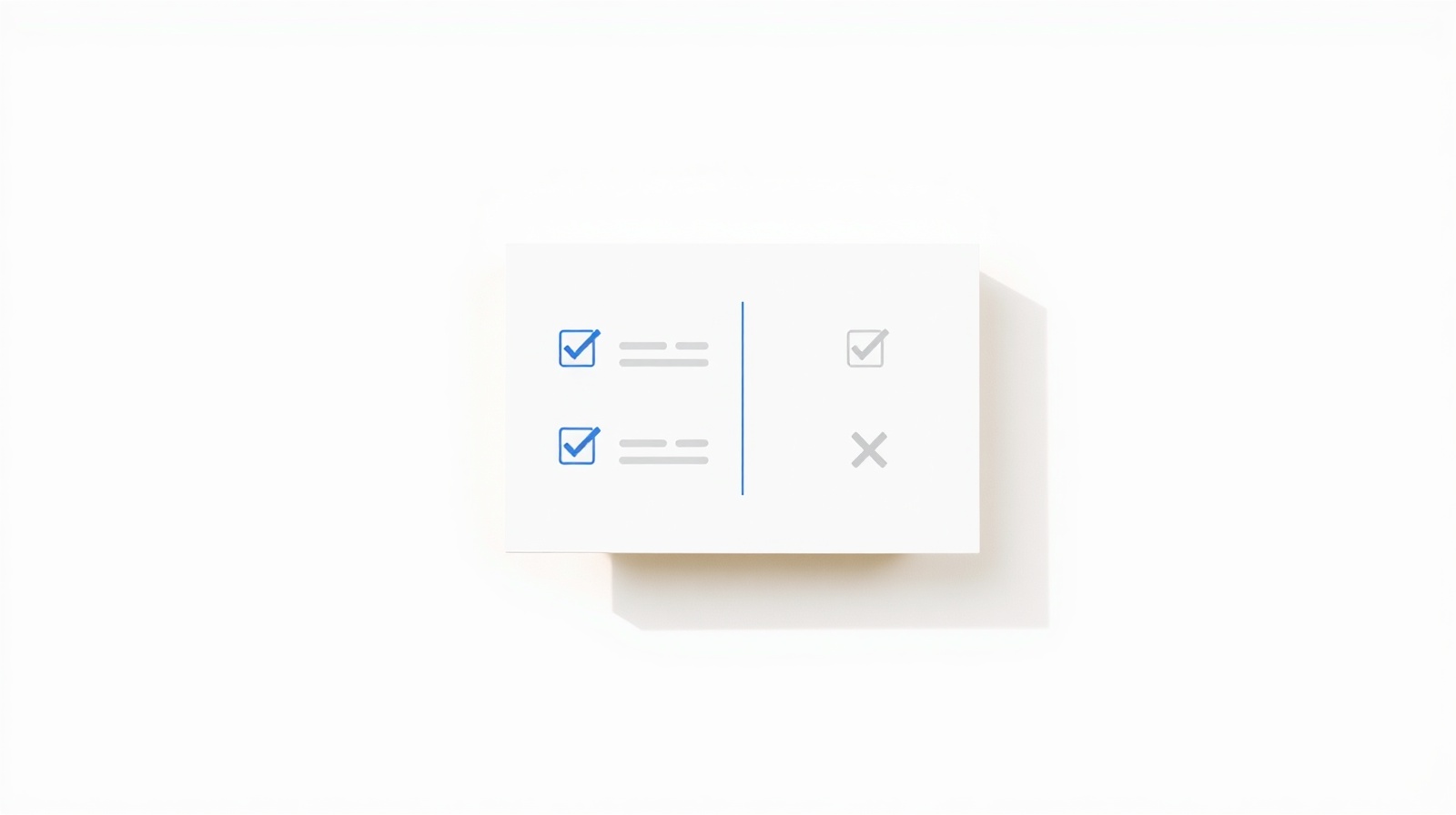 Simple checklist showing what is included and not included in a free website project scope