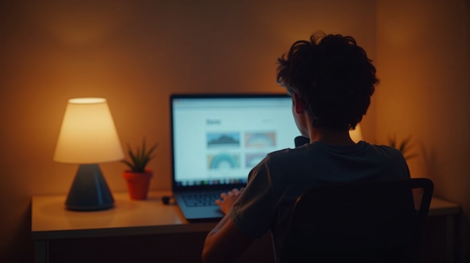 Student working on a laptop building a website, representing the founder-led nature of Webspansion
