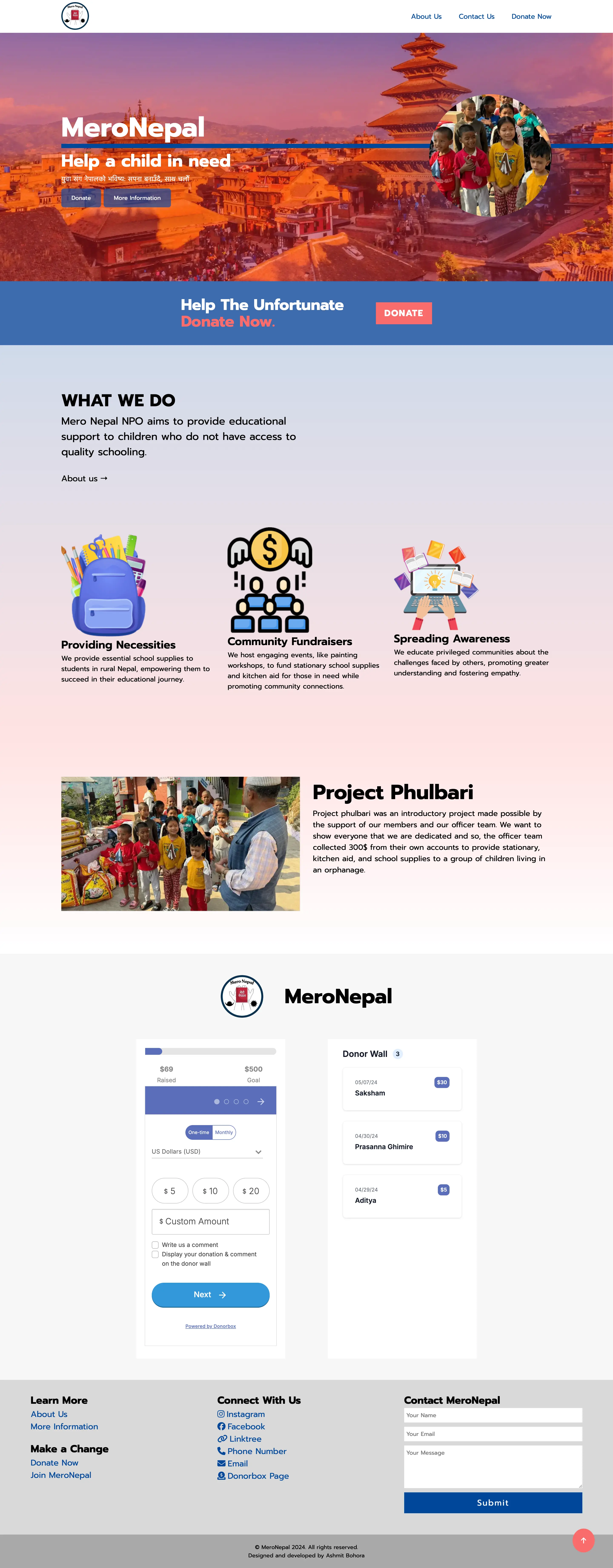 Screenshot of the Mero Nepal website homepage built by Webspansion